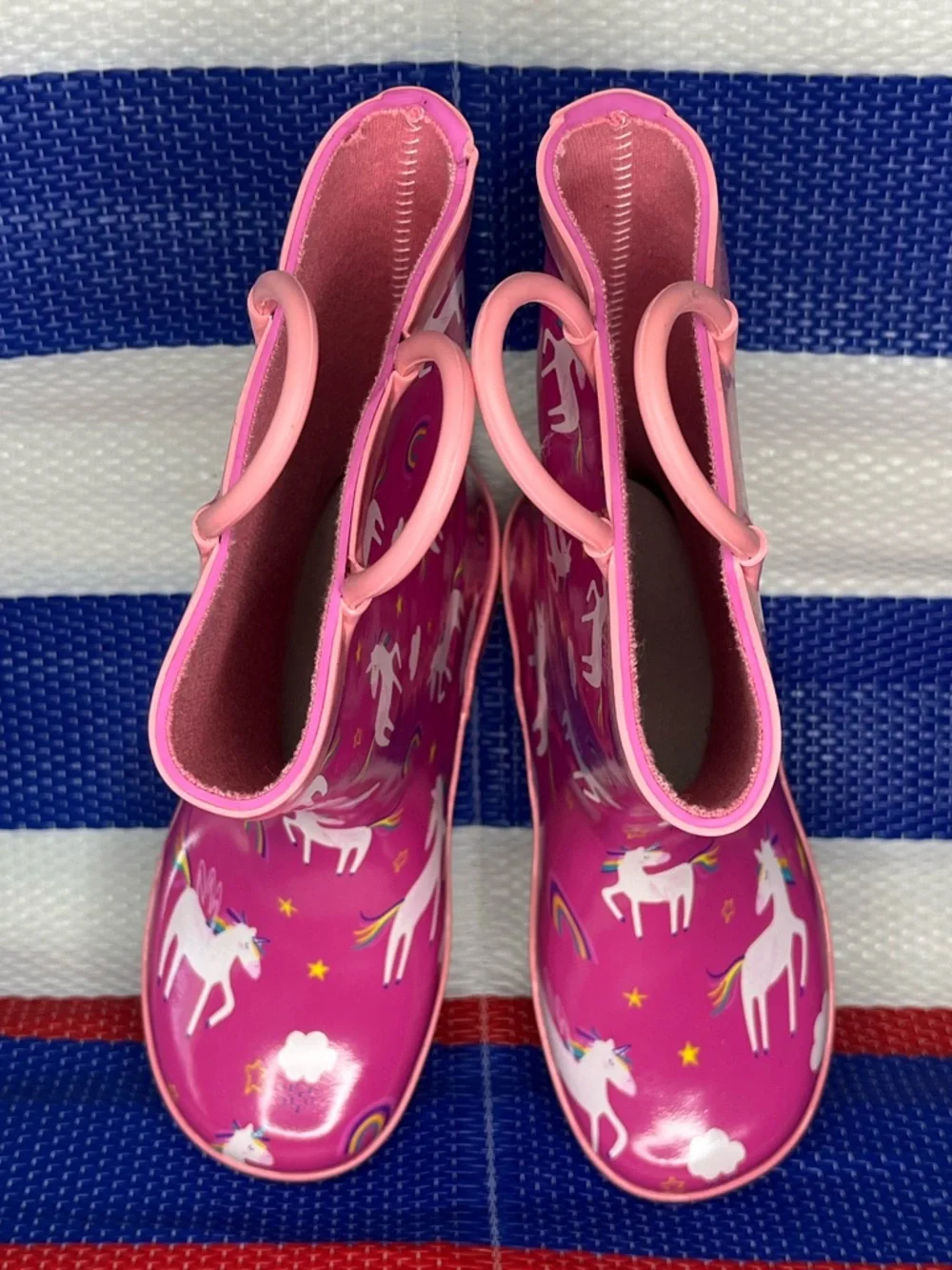 Party PINK Unicorn Rainbow Hbxooxts Kids Outdoor Waterproof Rain Boots Size 13
